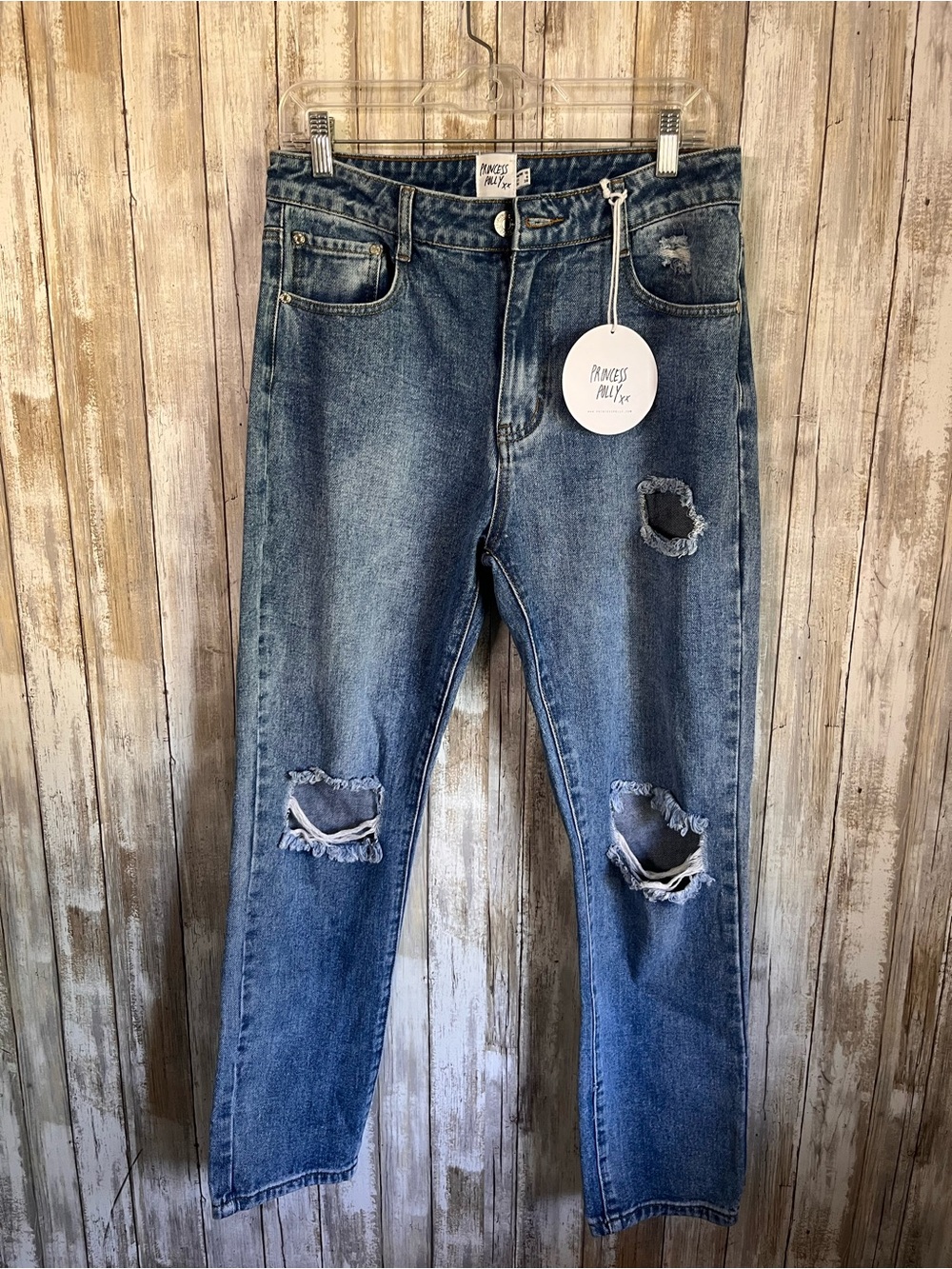 Princess Polly Hayden Jeans Size 6 Blue High Rise Distressed Mom Jeans NWT - Picture 2 of 6
